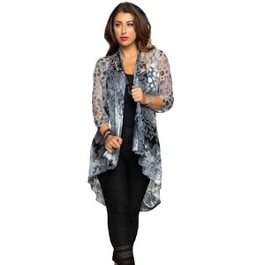 Minkas Sheer High-Low Open Drape Front Black and White Coverup - Sz L